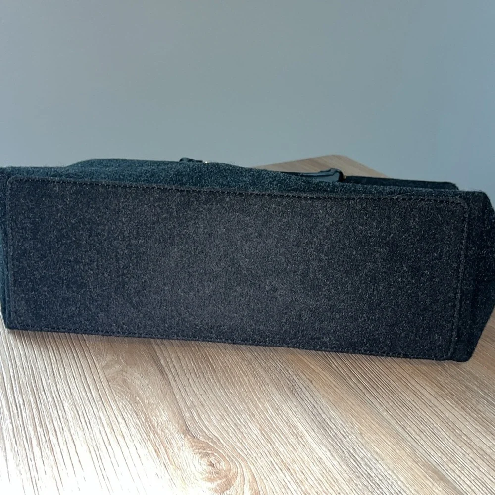Tory Burch Gray Wool & Black Leather Shoulder Bag - Picture 7 of 7